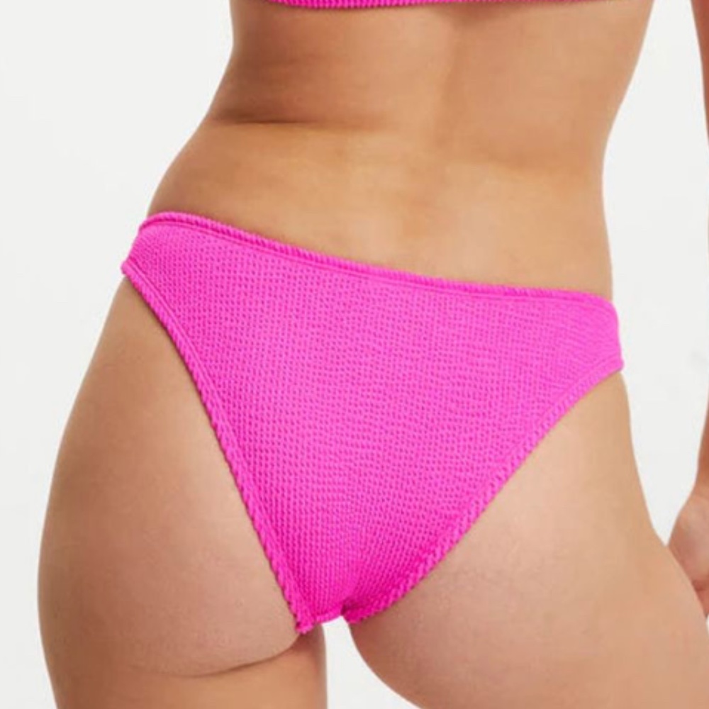 GOOD AMERICAN WOMEN’s CRINKLE GOOD WAIST BIKINI BOTTOM HAWAIIAN PINK Sz- 00/0